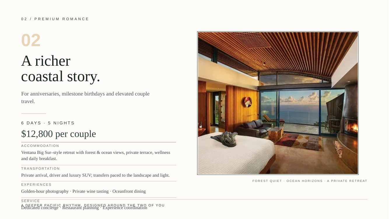 Big Sur · Private Pacific Coast Romance — brochure page