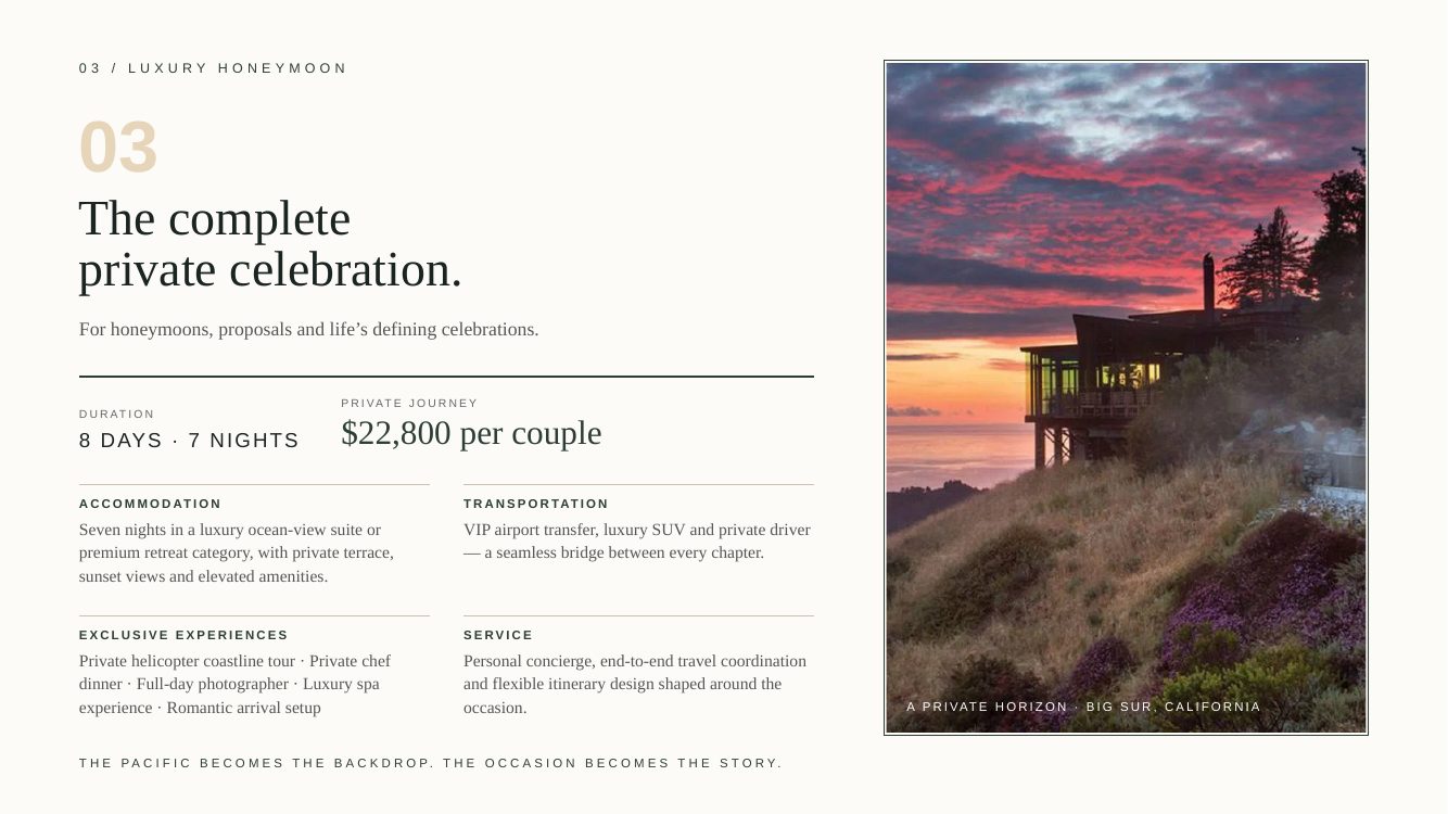 Big Sur · Private Pacific Coast Romance — brochure page