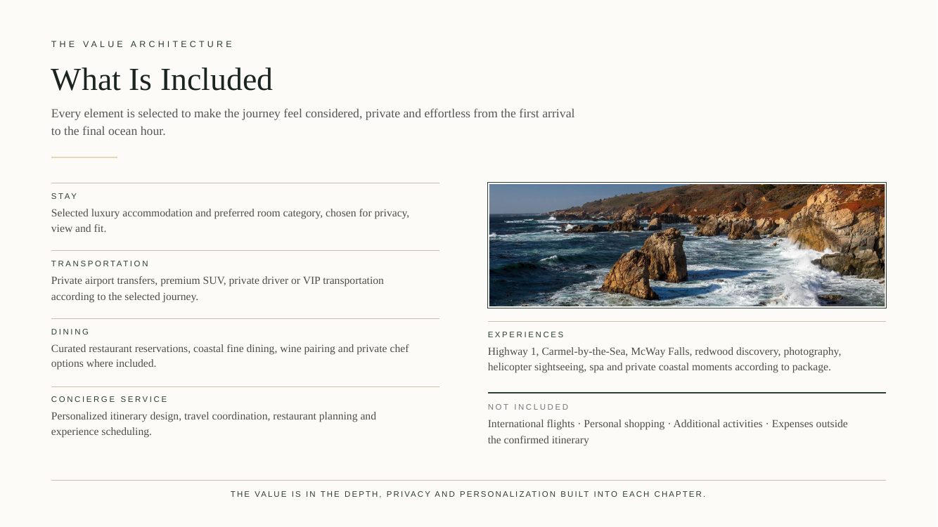 Big Sur · Private Pacific Coast Romance — brochure page