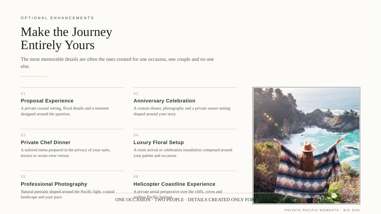 Big Sur · Private Pacific Coast Romance — brochure page