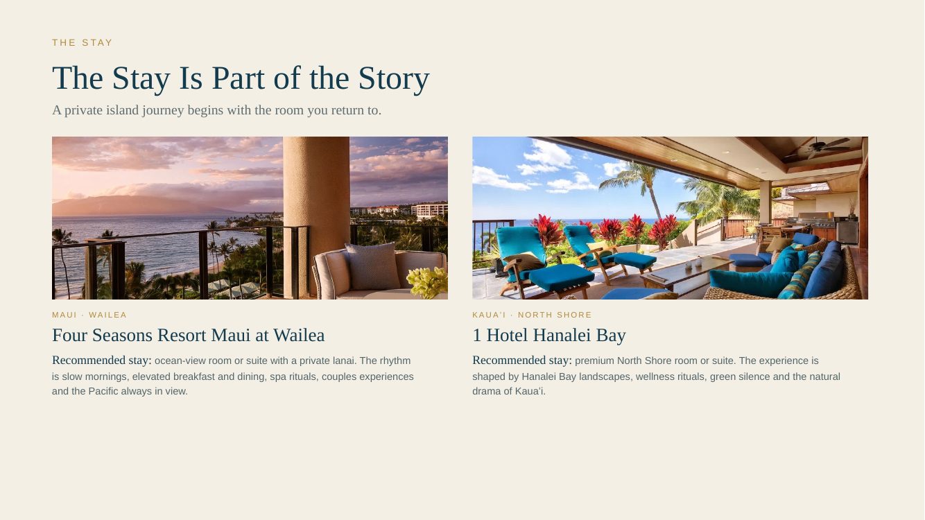 Hawaii · Island Romance, Maui + Kauaʻi — brochure page