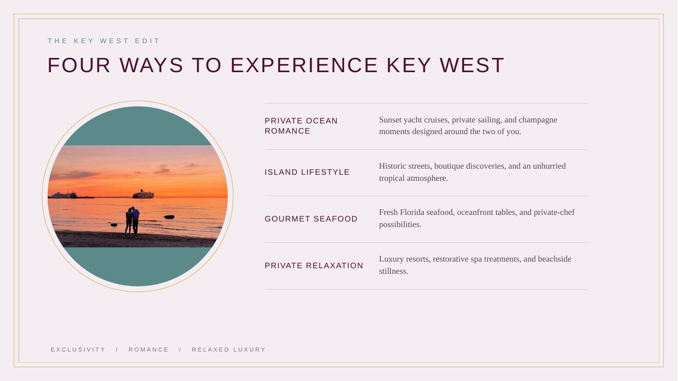 Key West · Private Island Romance Journey — brochure page