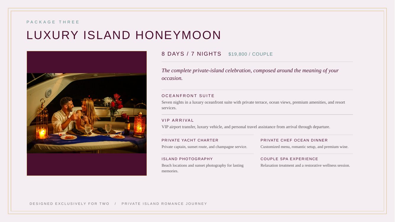 Key West · Private Island Romance Journey — brochure page