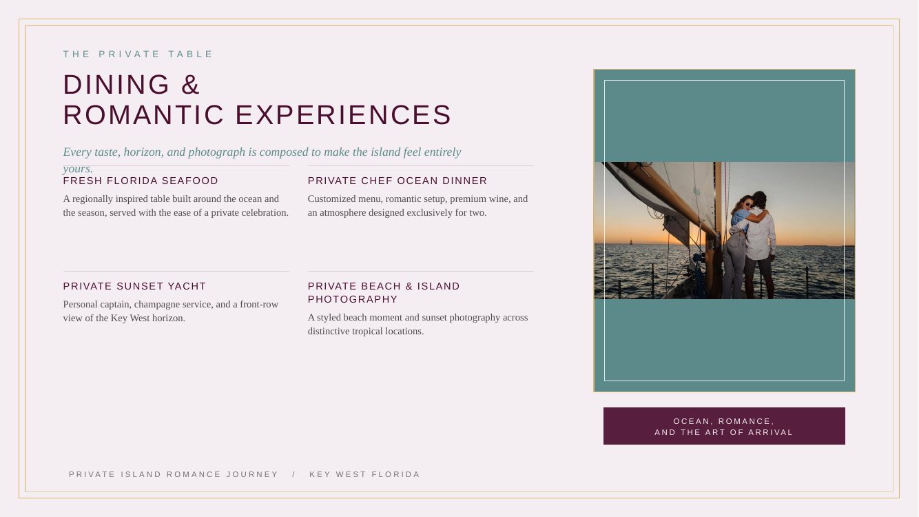 Key West · Private Island Romance Journey — brochure page