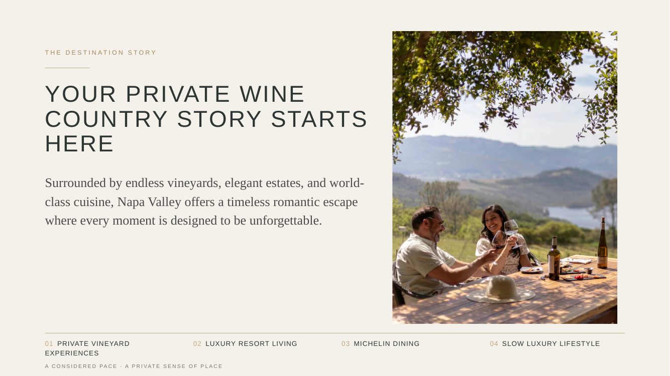 Napa Valley · Luxury Wine & Romance Journey — brochure page