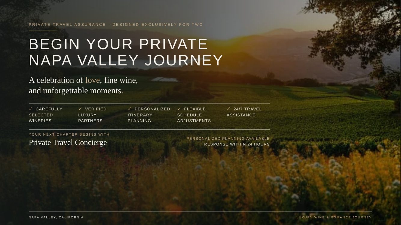 Napa Valley · Luxury Wine & Romance Journey — brochure page