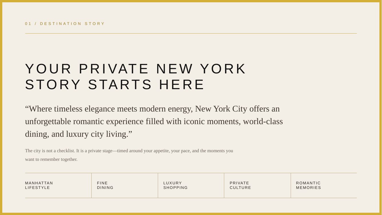 New York City · Private Manhattan Romance — brochure page