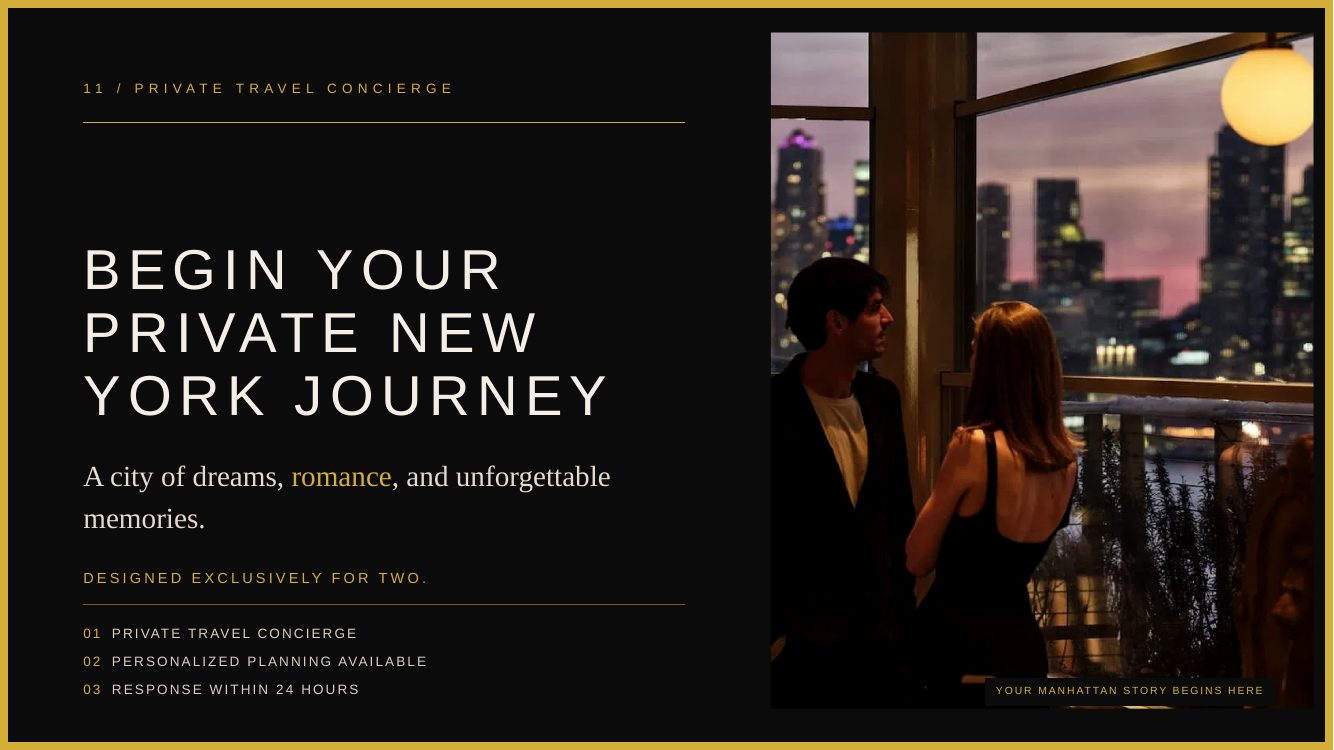 New York City · Private Manhattan Romance — brochure page