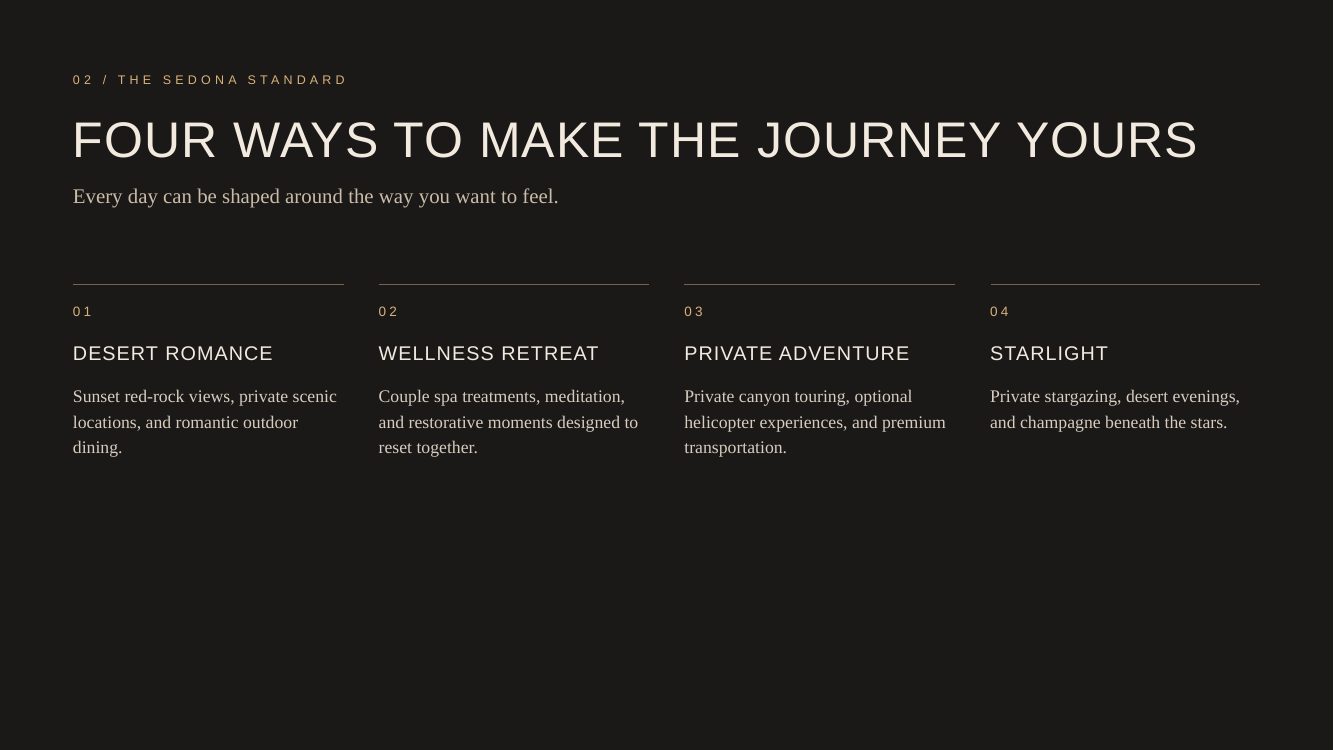 Sedona · Luxury Desert Wellness Romance — brochure page