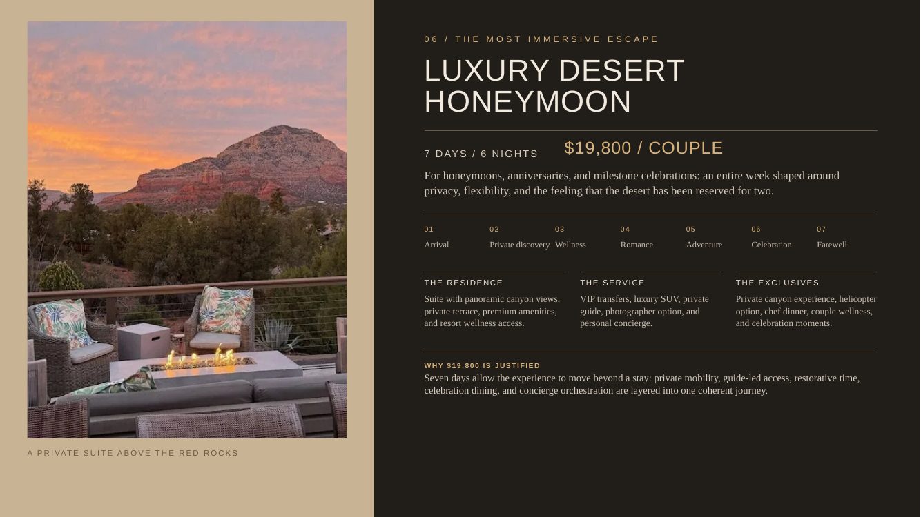 Sedona · Luxury Desert Wellness Romance — brochure page