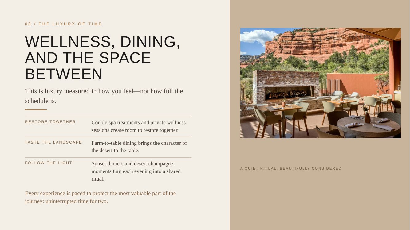 Sedona · Luxury Desert Wellness Romance — brochure page