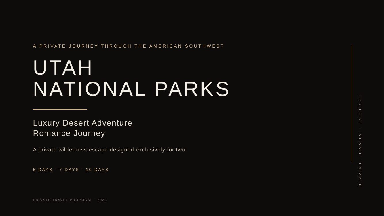Utah National Parks · Luxury Desert Adventure Romance — brochure page