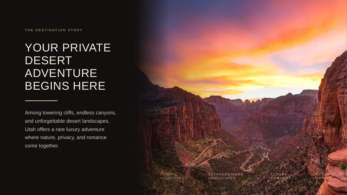 Utah National Parks · Luxury Desert Adventure Romance — brochure page