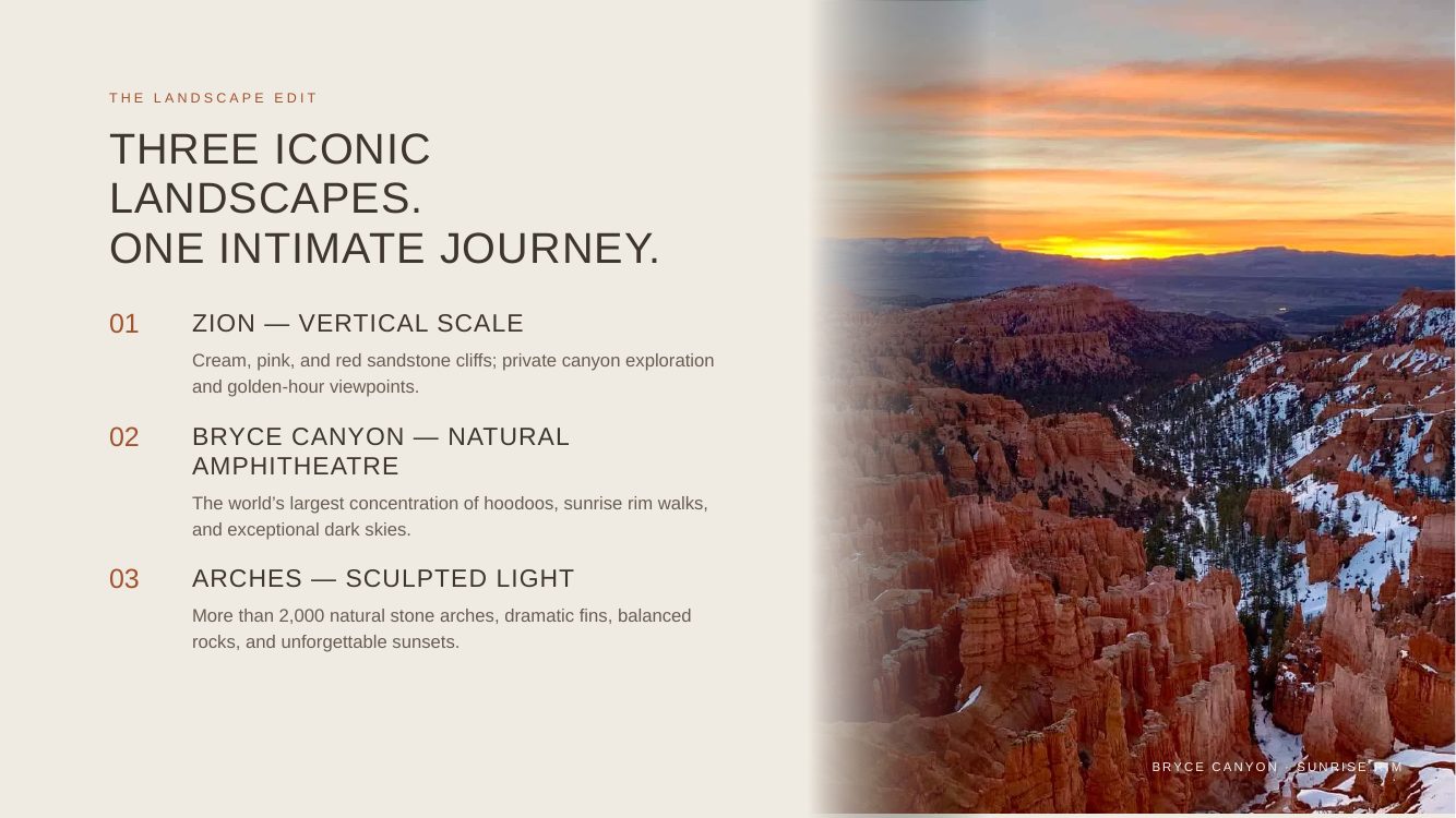 Utah National Parks · Luxury Desert Adventure Romance — brochure page