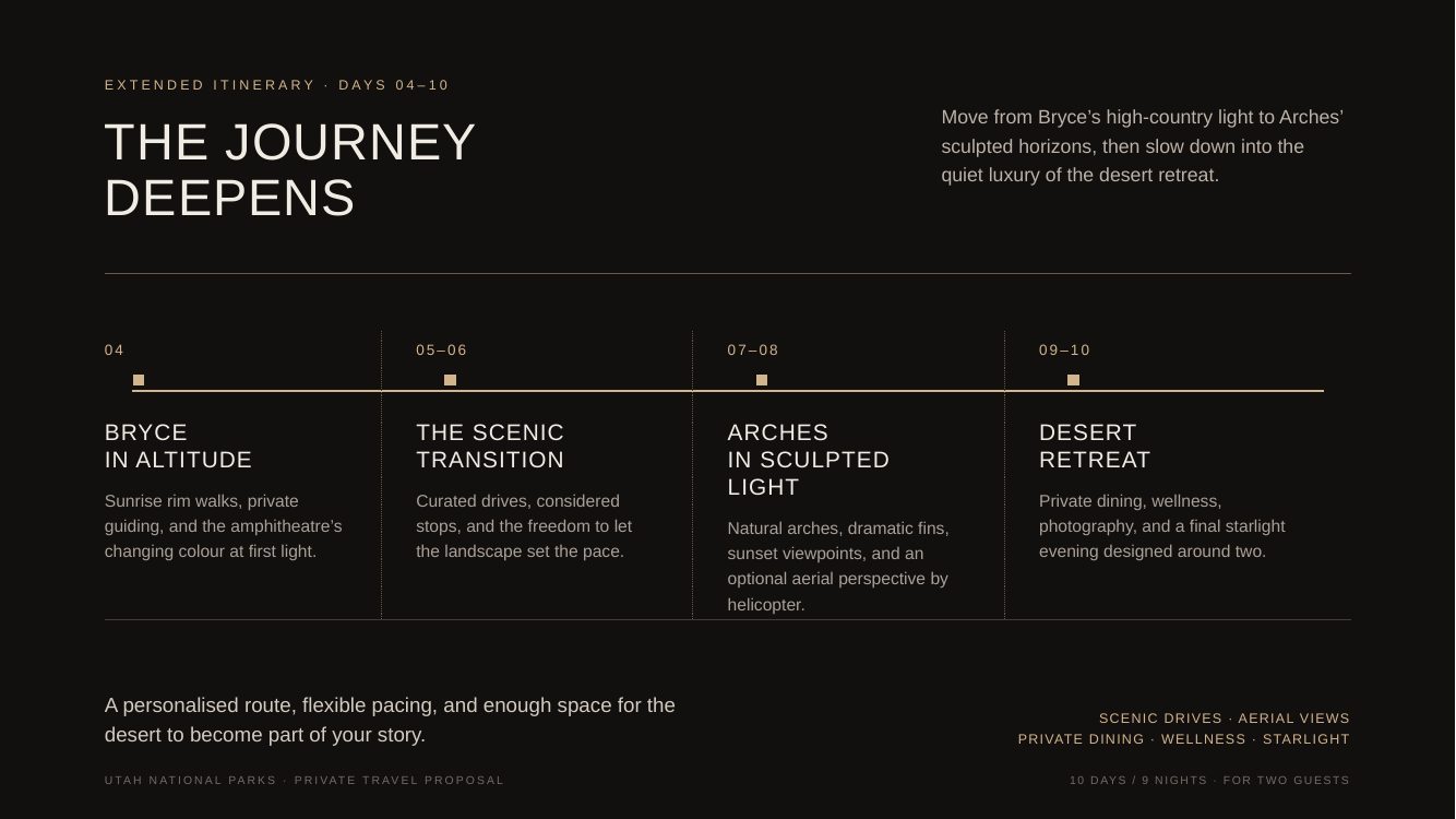Utah National Parks · Luxury Desert Adventure Romance — brochure page